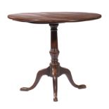 American Mahogany Tilt-Top Tea Table , early 19th c., single board top, ring turned baluster