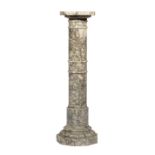 Continental Marble Pedestal , square top with canted corners, ring turned standard, molded