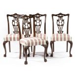 Six Chippendale-Style Mahogany Dining Chairs , incl. two armchairs and four side chairs, foliate