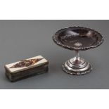 English Sterling Silver-Mounted Tortoiseshell Diminutive Compote , marked "MAPPIN & WEBB", h. 3 1/