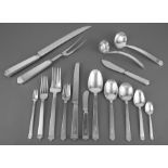 Tiffany "Hampton" Pattern Sterling Silver Flatware Service , pat. 1943, incl. 12 each: dinner