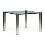 Vintage Pace Collection or Pace Collection-Style Chromed Steel and Glass Coffee Table , unmarked, h.