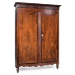 West Indies Carved Mahogany Armoire , c. 1830-1840, reeded, molded and stepped cornice above flush