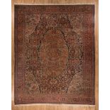 Farahan Sarouk Carpet , central field in green and blue ground, overall floral design, 12 ft. 6
