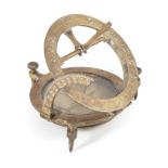 English Brass Universal Compass Sundial , 19th c., hinged chapter ring engraved "Troughton & Simms/