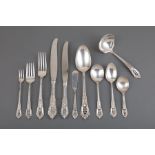 Wallace "Rose Point" Pattern Sterling Silver Flatware Service , pat. 1934, incl. 14 each: dinner