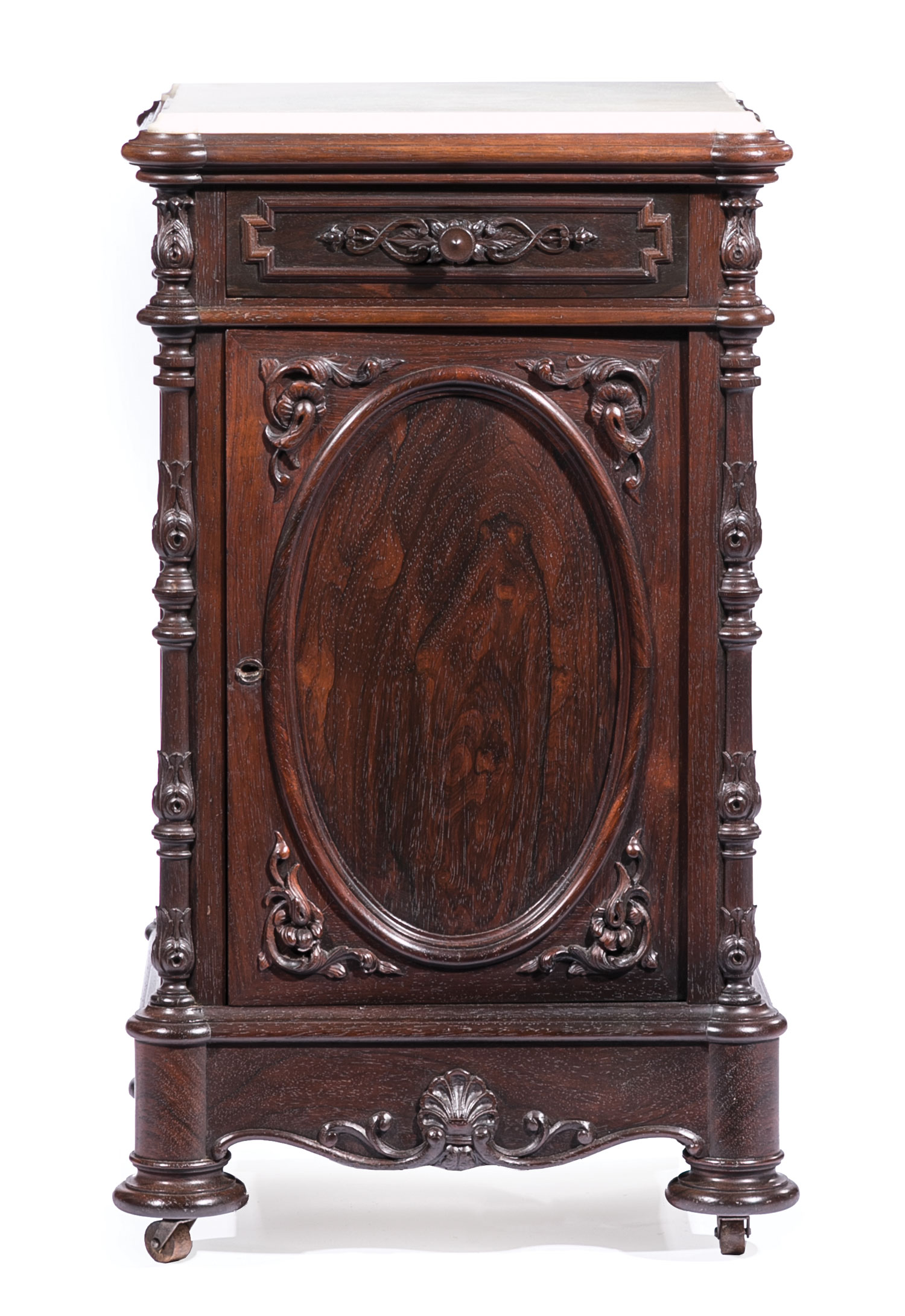 Very Fine American Carved Rosewood Bedroom Suite , mid-19th c., labeled A. (Alexander) Roux, incl. - Image 15 of 20