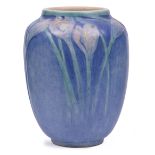 Newcomb College Art Pottery Vase , 1920, decorated by Edith Barnes Hohn, with relief carved tulip