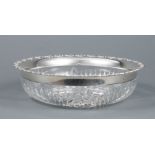 American Brilliant Cut Glass Bowl with Gorham Sterling Silver Mounts , date mark for 1897, h. 3 in.,