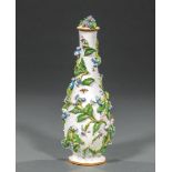 Meissen Porcelain Scent Bottle , marked, impressed "160", elongated bottle form with applied
