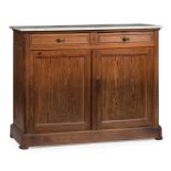 Southern Cypress Server , mid-to-late 19th c., molded dished marble top, two frieze drawers, over