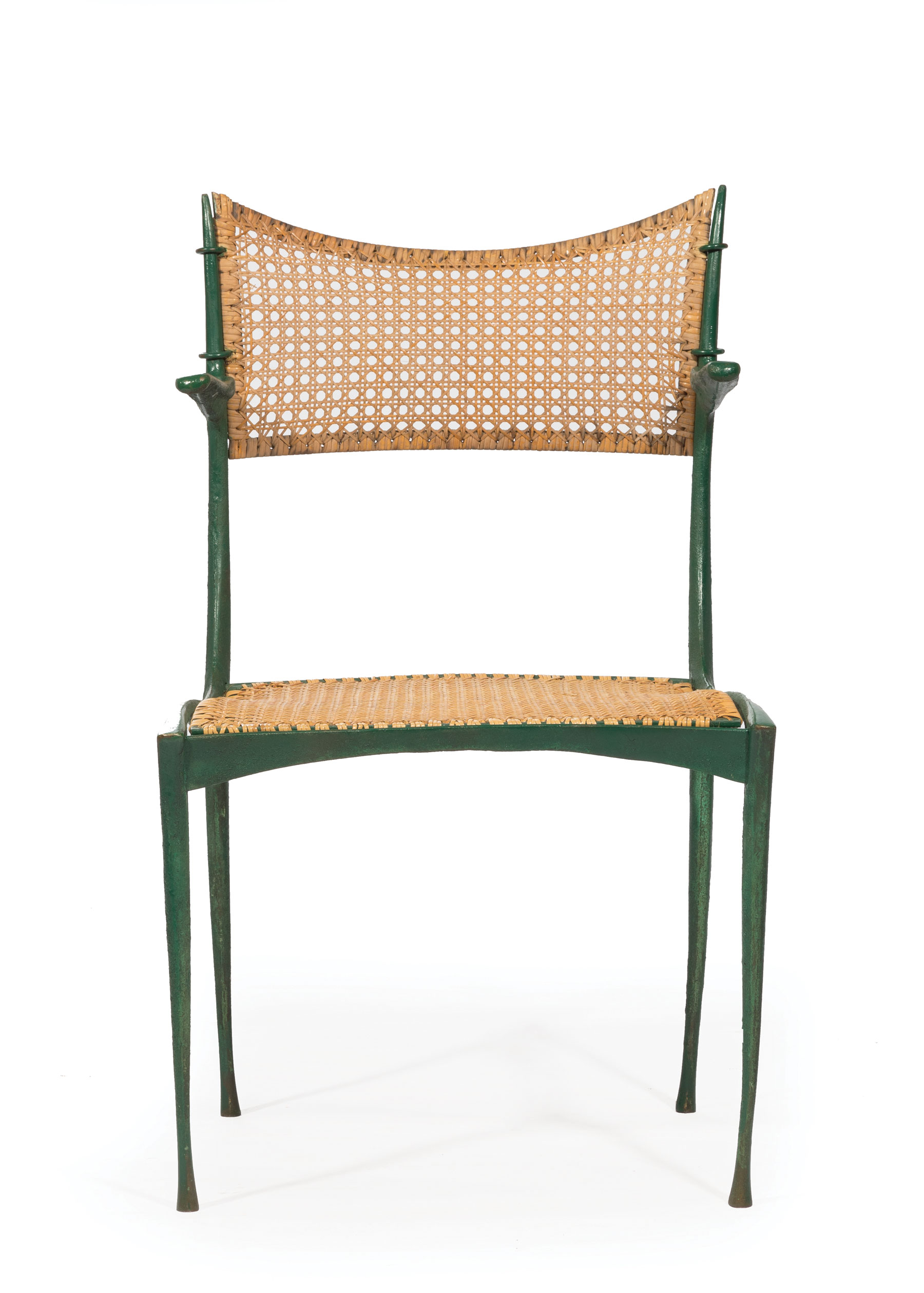 Dan Johnson (1918-1979) Bronze and Cane "Gazelle" Chair , late 1950s, Italy, unmarked, model 20B, - Image 2 of 2