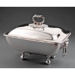 French Neoclassical Silver Covered Tureen , Paris, 1809-1819, maker's mark "JFI" untraced, oblong,