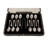 Cased Set of George V Sterling Silver Teaspoons , Cooper Brothers and Sons Ltd., Sheffield, 1924, "