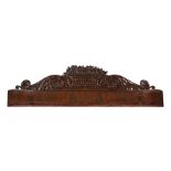 American Classical Carved Mahogany Backsplash , 19th c., with basket of fruit flanked by acanthus