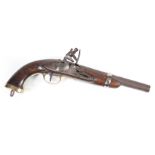 English Flintlock Pistol , 19th c., walnut stock, butt with lanyard ring, barrel l. 9 in Provenance: