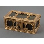 Continental Gilt Bronze-Mounted Leather Dresser Box , velvet lined interior, hinged lid, h. 1 3/4