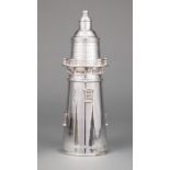 Silverplate Lighthouse-Form Cocktail Shaker , spurious hallmarks, h. 13 7/8 in