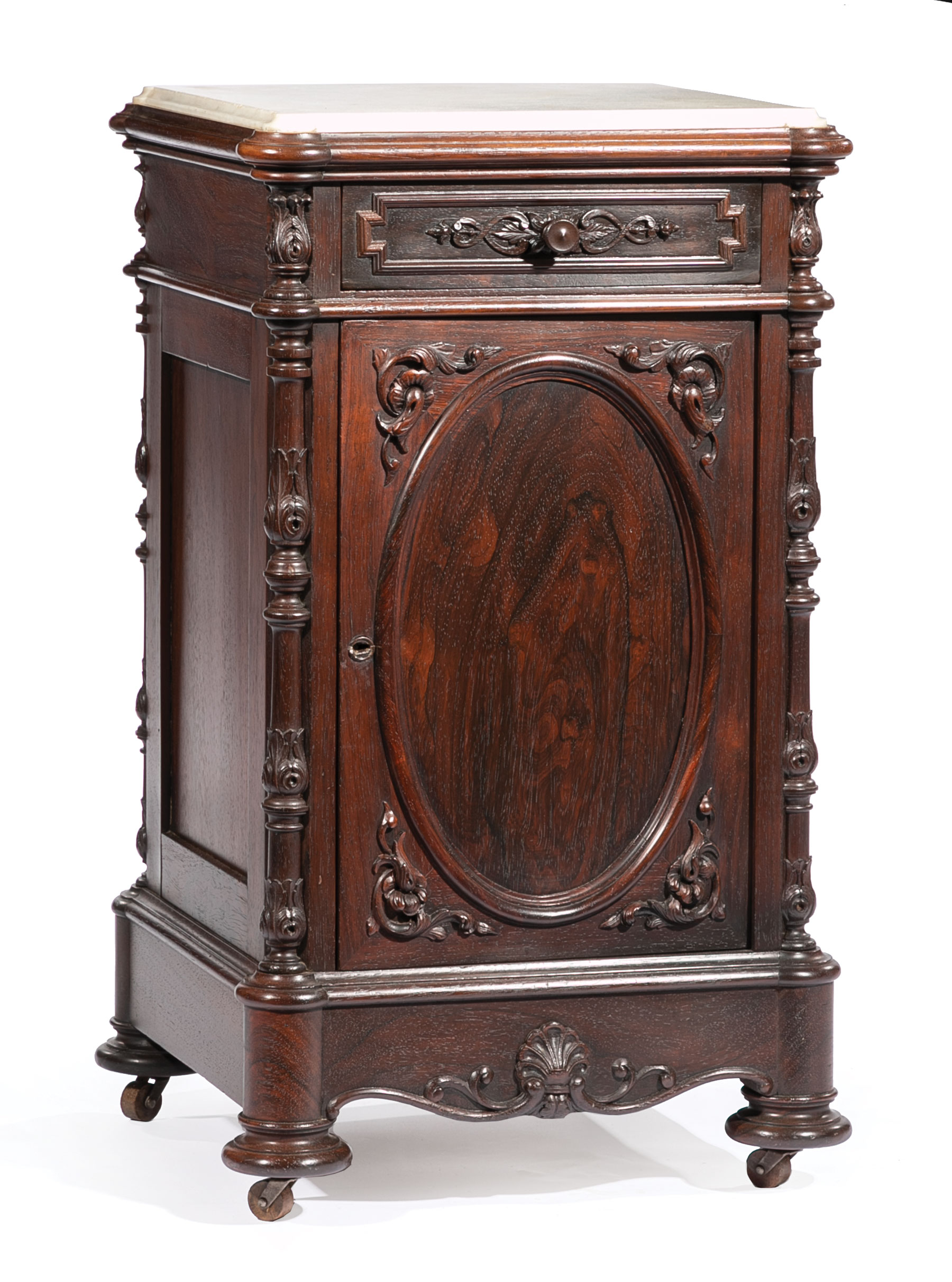 Very Fine American Carved Rosewood Bedroom Suite , mid-19th c., labeled A. (Alexander) Roux, incl. - Image 14 of 20