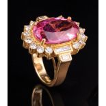 18 kt. Yellow Gold, Pink Tourmaline and Diamond Ring **Please note: Payment for all jewelry