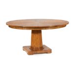 Rose Tarlow Oak Dining Table , radial segmented top, reverse tapered, fluted standard, square
