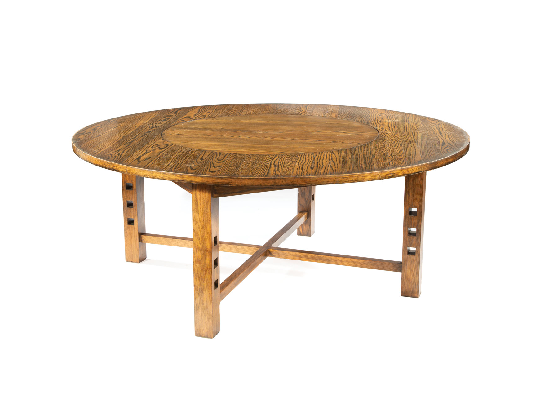 American Studio Oak Dining Table , designed by Peter McCarthy, Long Beach, MS, with inset rotating