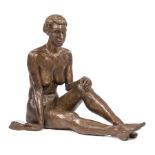 Charles Fritchie (American/New Orleans, 1936-2013), "Seated Nude with Handkerchief", 1993, patinated