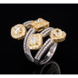18 kt. Yellow and White Gold and Diamond Ring , prong and partial bezel set with 1 marquise, 1