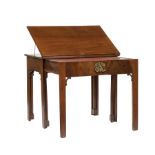 George III Mahogany Architect's Desk , 19th c., foldover adjustable easel top, pull out