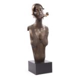 William Ludwig (American/New Orleans, 1935-2011), "Bust of a Woman," 1981, patinated bronze,