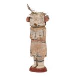 Hopi Polychrome Carved Wood Kachina , with applied feathers, h. 8 1/4 in Provenance: Collection of