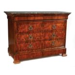 Louis Philippe Style Kingwood Commode , Gris de St. Anne marble top, molded frieze drawer, over