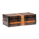 Vintage English Wood and Leather Trunk