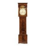 Scottish Mahogany Tall Case Clock , 19th c., dial signed "Jas. Aitken, Glasgow", painted with