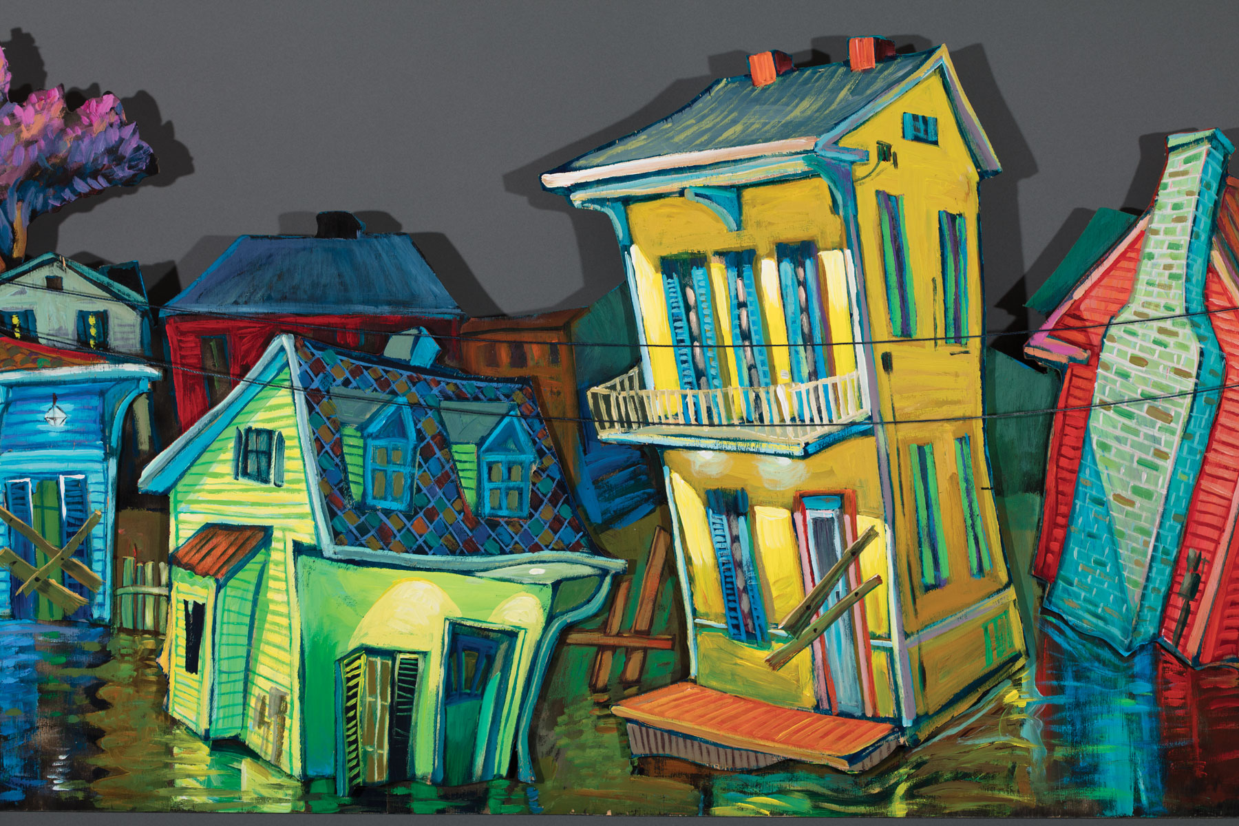 Terrance Osborne (American/New Orleans, b. 1976), "Post Katrina Blues", 2005, acrylic and mixed - Image 3 of 3