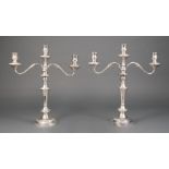 Pair of Georgian-Style Silverplate Three-Light Candelabra , Goldfeder Silver Co., Yalesville, CT,