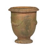 Continental Terracotta Garden Urn , decorated with roundel and rose swag, h. 33 1/4 in., dia. 30 in