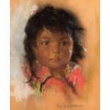 Nicholas de Grandmaison (Russian/Canadian, 1892-1978), "Blackfoot Child", pastel on sandpaper,