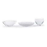 Three Art Glass Bowls , incl. Steuben oval, Verlys "Moth" Pattern, dia. 13 3/4 in., and a