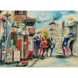 Leo Meiersdorf (German/American, 1934-1994), "Jazz in the Quarter", 1974, watercolor on paper