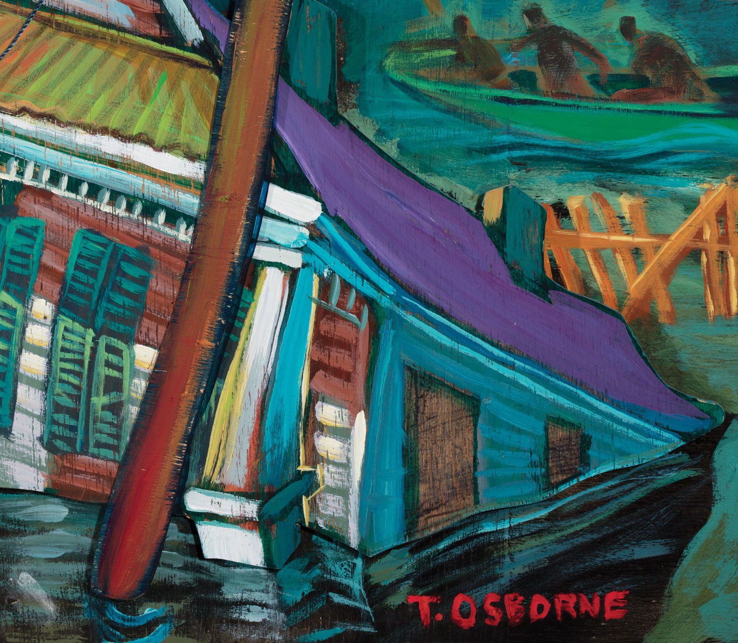 Terrance Osborne (American/New Orleans, b. 1976), "Post Katrina Blues", 2005, acrylic and mixed - Image 2 of 3
