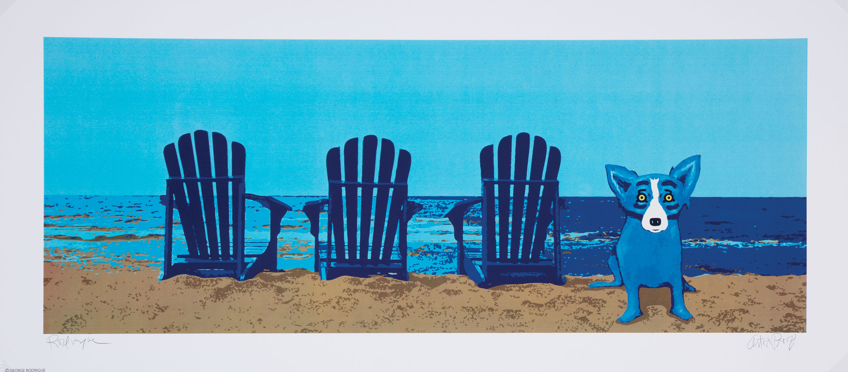 George Rodrigue (American/Louisiana, 1944-2013), "Sand Dollar Beach", 2009, silkscreen, pencil-