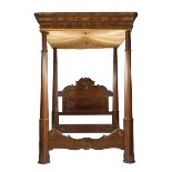 American Rococo Carved Mahogany Full Tester Bed , mid-19th c., stamped "C. LEE/ 1546", stepped