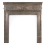 English Zinc-Plated Sandcast Iron Mantel Surround , molded top, Greek key frieze, acanthus