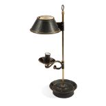 American Tole Peinte Single-Light Bouillotte Lamp , brass standard, adjustable shade, h. 20 1/2 in.,