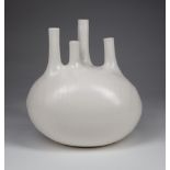 Jonathan Adler White Glazed Pottery "Aorta" Vase , 20th c., Couture line, h. 9 in., w. 8 1/4 in., d.