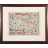 Jodocus Hondius (1563-1612), "Septentrio America", Amsterdam, 1630, hand-colored engraved map,