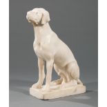 Continental Carved Marble Figure of a Male Dog , plinth base, h. 13 1/2 in., w. 4 1/2 in., d. 10 in