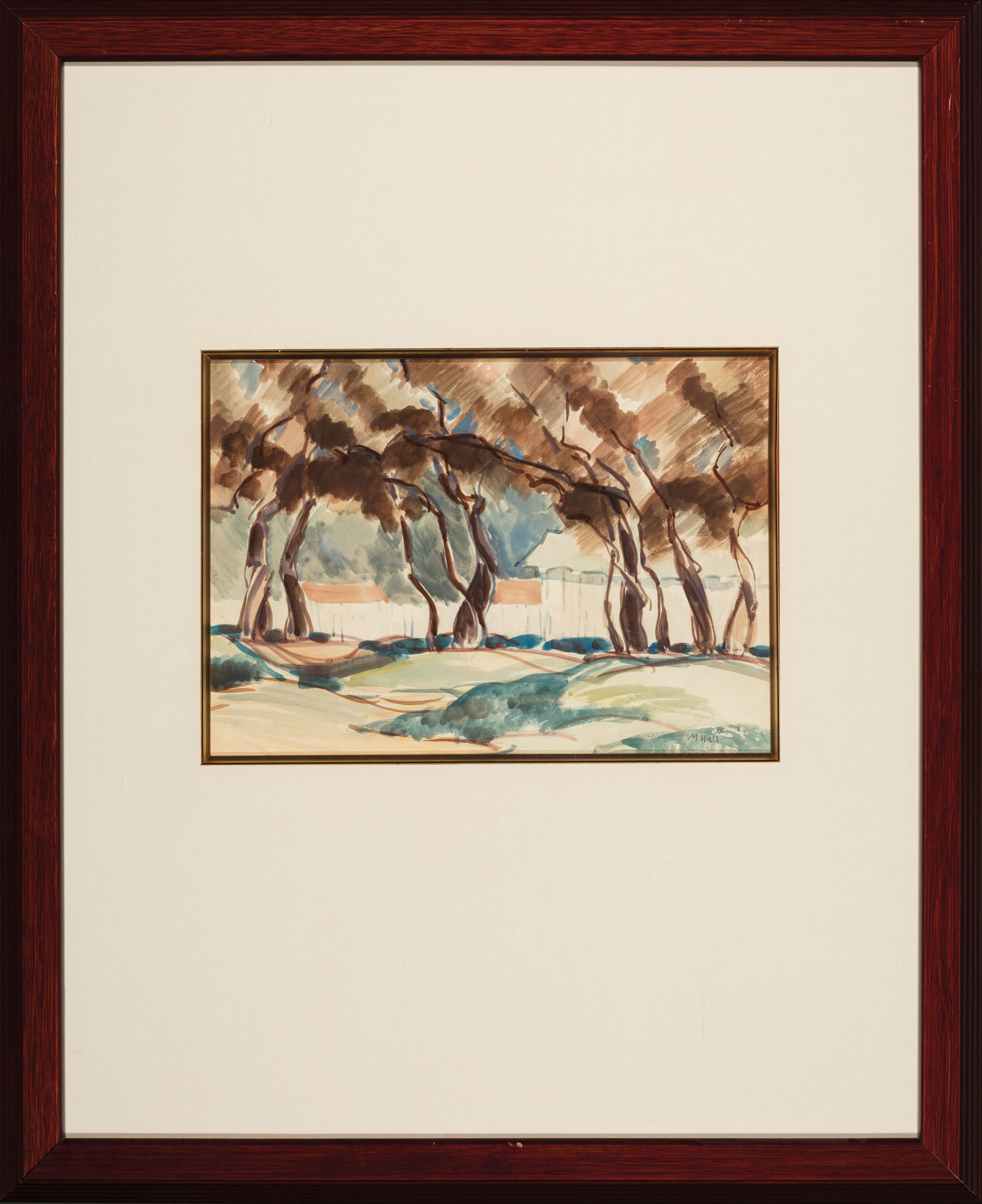 Marie Atkinson Hull (American/Mississippi, 1890-1980), "Trees", watercolor on paper, pencil-signed