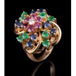 Group of 14 kt. Yellow Gold, Ruby, Sapphire, Emerald and Diamond Jewelry , incl. ring, pair of